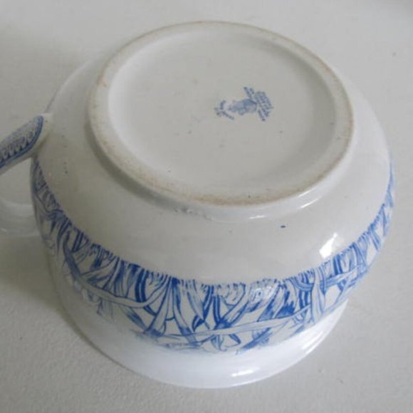 victorian Antique Blue Transferware Ironstone Chamber Pot T&R Boote Iris Pattern - Picture 6 of 7